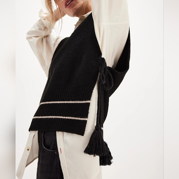 Free People All Star Stripe Poncho/Black